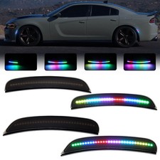 4pcs Dynamic Rgb Led Side Marker Light For 2015-2023 Dodge Charger Front Rear 4pcs Dynamic Rgb Led Side Marker Light For 2015-2023 Dodge Charger Front Rear