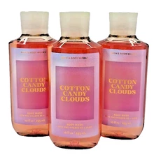 Bath & Body Works LOT 3 Bottles Cotton Candy Clouds Body Wash Shower Gel 10 oz