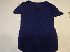 STYLE & CO Cotton T-Shirt Tee Cinched Sleeves Blue Sheer Size XL