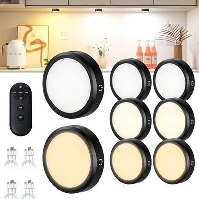 Puck Lights with Remote Control Rechargeable, Full-Screen Wireless LED Under ...