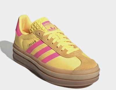 Adidas Gazelle Bold OG Womens Sneakers US 9 Suede Leather Yellow Hot Pink IG4387