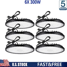 6 Pack 300W UFO Led High Bay Light Factory Commercial Warehouse Industrial Light