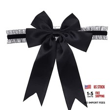 Florry Wedding Bridal Lace Garter for Bride Elastic Big Bow knot Leg Ring Black