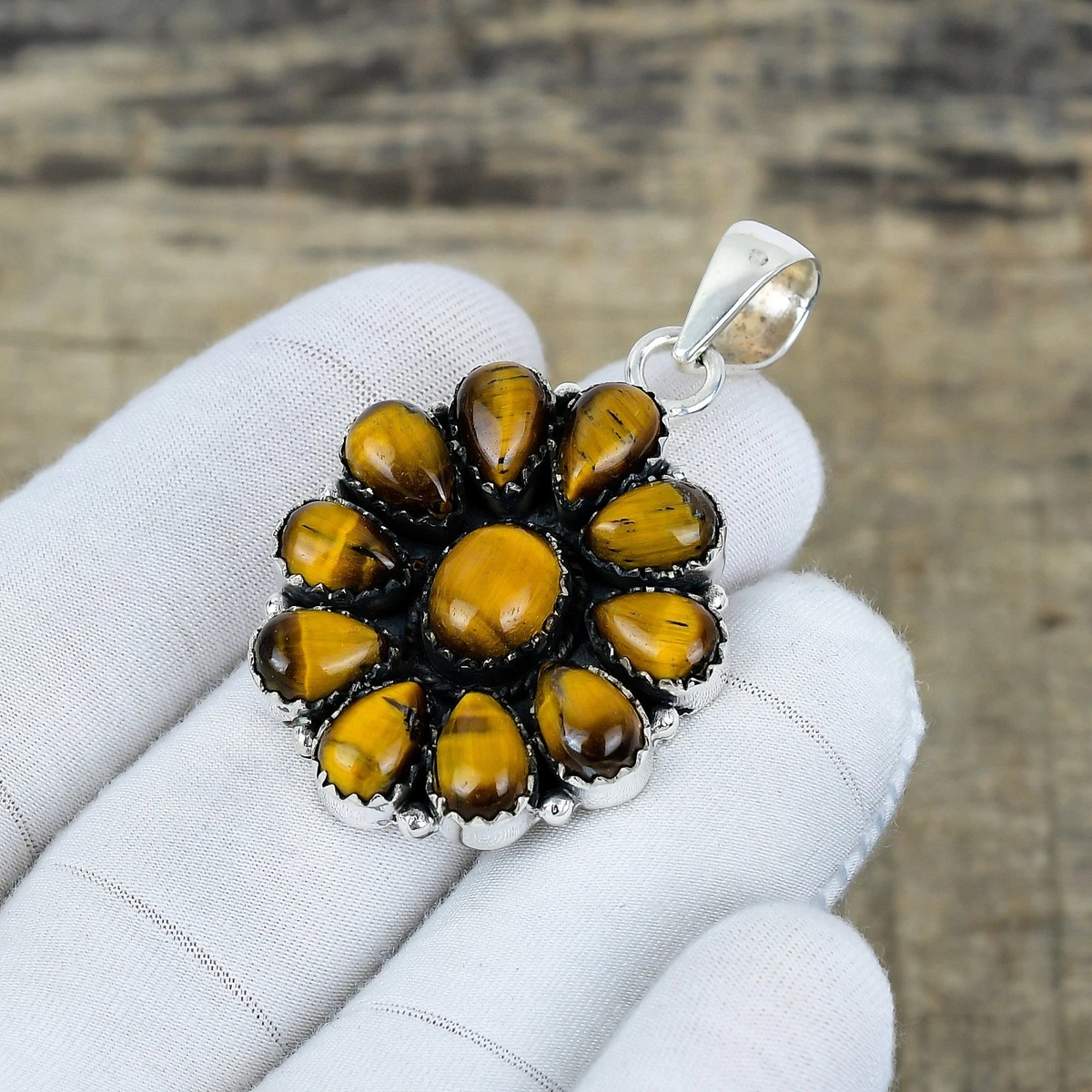 Gioielli di lusso marrone in pietra principale occhio di tigre occhio di tigre | Acquisti Online su
