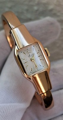Luch UdSSR Damen Armbanduhr   Vintage ca.1970er/Mechanisch/Goldfarben, 15 Jewels
