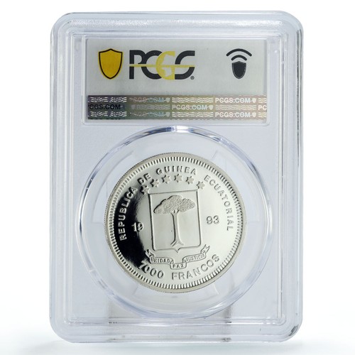 Equatorial Guinea 7000 francos Conservation Zebras Fauna PR69 PCGS Ag coin 1993 - Picture 2 of 2