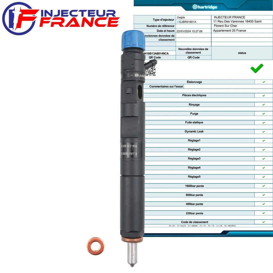 4x EJBR01801A Injecteur Delphi Renault  Kangoo 1.5 DCI  1660 093 84R EJBR01801Z - Photo 2/4