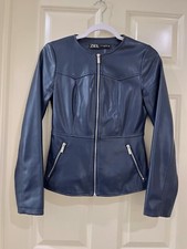 zara women faux leather jacket size xs