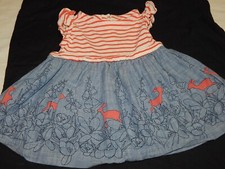 Baby Gap Girls 3-6 Months Chambray Denim Cotton DEER Ruffle Sleeve Dress