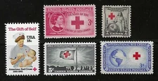 RED CROSS - SET OF 5 DIFFERENT U.S. STAMPS 1931-1981 - MINT CONDITION