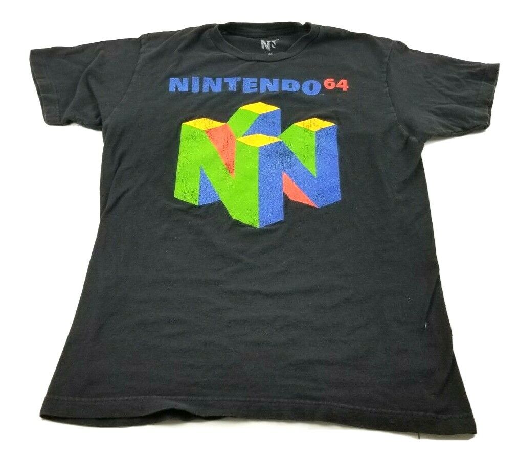 Nintendo 64 Black Graphic Print T-Shirt Mens Size Medium