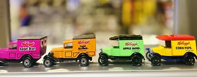 Vintage Set of 4 Kelloggs Cereal Promotional MATCHBOX Trucks Unopened Mail in