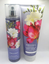 BATH AND BODY WORKS FREESIA BODY MIST CREAM 8 FL OZ SET OF 2