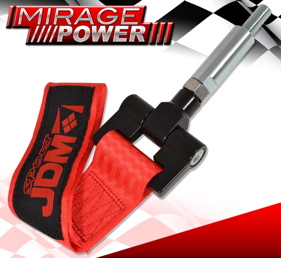 For Bmw Z4 Rear Towing Tow Hook Nylon Strap + Screw On Bolt Threaded Adapter Red - Image 3 of 4