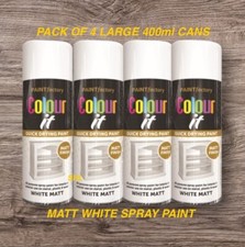 PACK OF 4 LARGE 400ml MATT WHITE SPRAY PAINT
