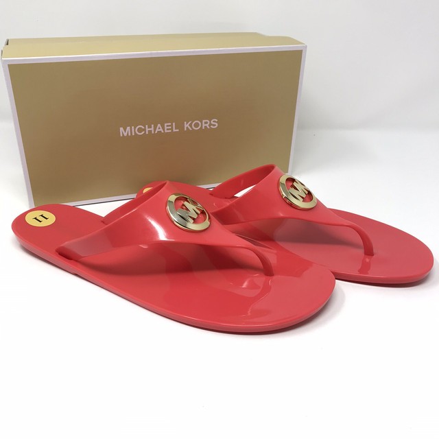 MK Michael Kors Lillie Jelly Thong Flat Slide Sandals Sz 11M PVC Coral Reef | eBay