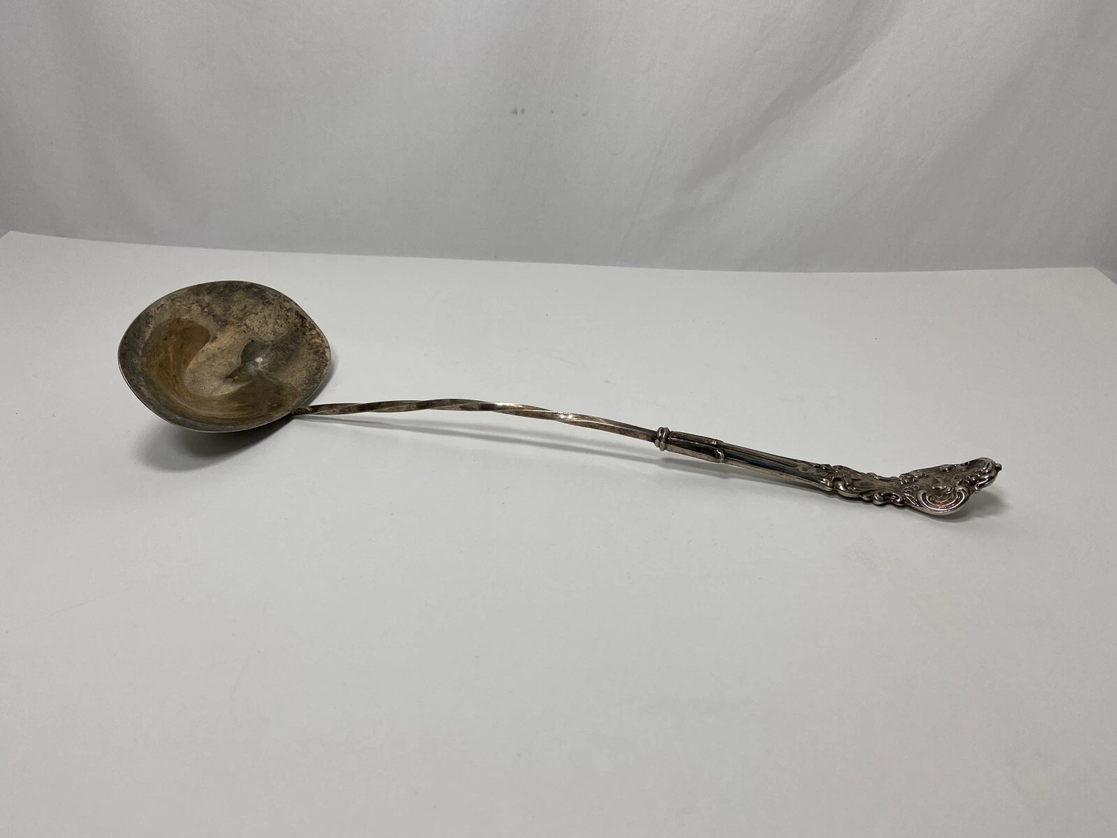 Antique Silverplated Punch Bowl Soup Ladle by Towle 16”x 5 3/4”