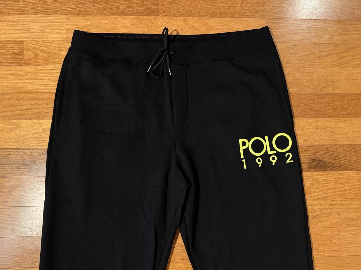 New XXL Polo Ralph Lauren 1992 Stadium Logo Black Sweatpants