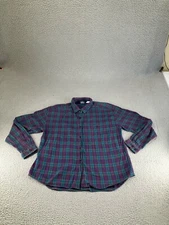 Vintage Woolrich Shirt Womens XL Purple Plaid Flannel 60s 70s Long Sleeve Button