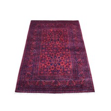 3'3"x4'10" Deep & Saturated Red Afghan Khamyab Hand Knotted Pure Wool Rug R67960