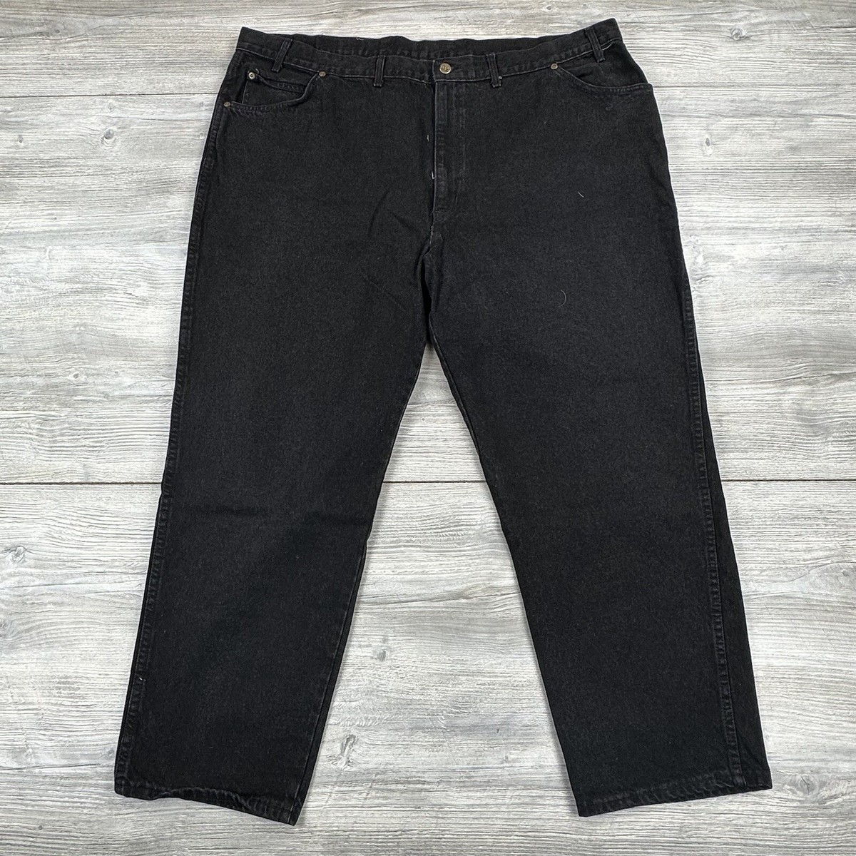 VTG H.I.S. Jeans Mens 48x30 Black Dark Wash Straight Leg VTG H.I.S. Jeans Mens 48x30 Black Dark Wash Straight Leg