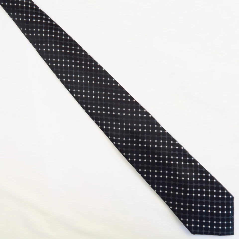 Corbata de cuello Saddlebred negra gris a cuadros a lunares para hombre 64x3,5 XL larga elegante Foto 2 de 4