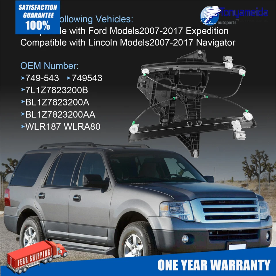 Front Right Power Window Regulator For 07-16 Ford Expedition Navigator 749-543 - Image 3 of 4