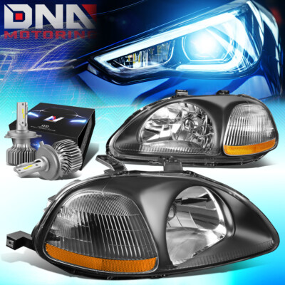 FOR 1996-1998 HONDA CIVIC EK/EJ TYPE-R LOOK HEADLIGHT W/LED KIT+COOL ...