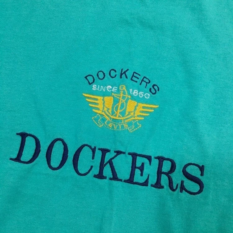 Camiseta De Colección Años 80 Pantalla Estrellas Mejor Verde Azulado Bordada Dockers Deletrear Logo Foto 4 de 4