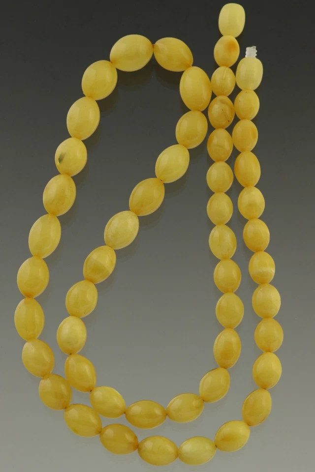 Colar de contas de oliveira perfeitas gema de ovo 12x9mm âmbar báltico genuíno 15,7g 180814-3 - Imagem 2 de 4