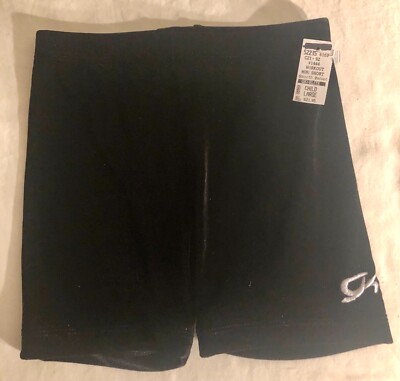 GK BLACK VELVET CHILD LARGE MICRO MINI WORKOUT DANCE GYMNASTICS CHEER  SHORTS CL