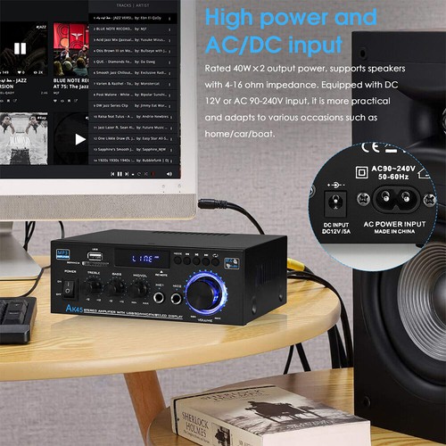 Bluetooth Amplifier w/Karaoke Wireless Receiver USB Player Home Stereo Audio Amp - Picture 7 of 9