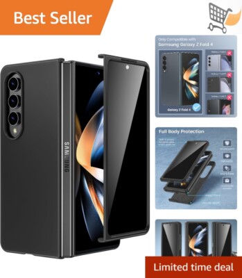 Samsung Galaxy Z Fold 4 Slim Case with Privacy Screen Protector Shockproof Black