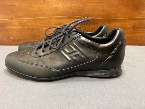 HOGAN Black Leather Lace Up Casual Low 