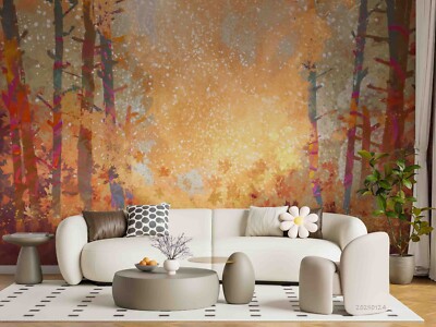 3D Fall Forest Leaf Scenery Self-adhesive Removable Wallpaper Murals