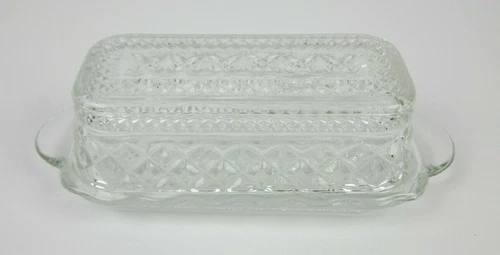 Vintage Anchor Hocking Wexford Crystal Butter Dish   Free Shipping