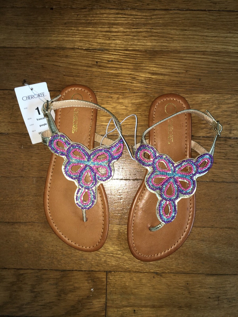 Sandales Cherokee Target à Lanières – Rose/or Avec Perles – Taille 1 Filles – Neuves Sans Emballage