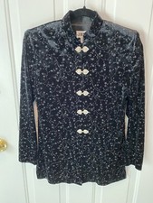 Jbs Black Velour Jacket With Leaf Design Closures In Silver - Sz Ps