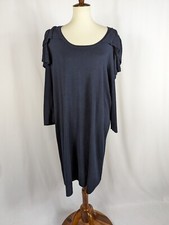 Lane Bryant Navy Blue Knit Sweater Cold Shoulder Ruffle Dress Plus Sz 18/20 NEW