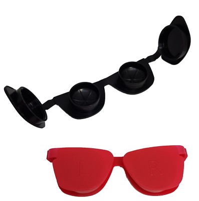 Funky 3D Sonnenbrille Brille Kontaktlinsen Aufbewahrung Einweichetui - Rot