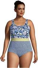 NWT Lands' End Womens Scoop Neck Soft Cup Tugless Belted 1 Piece Sz 10 80 Z223