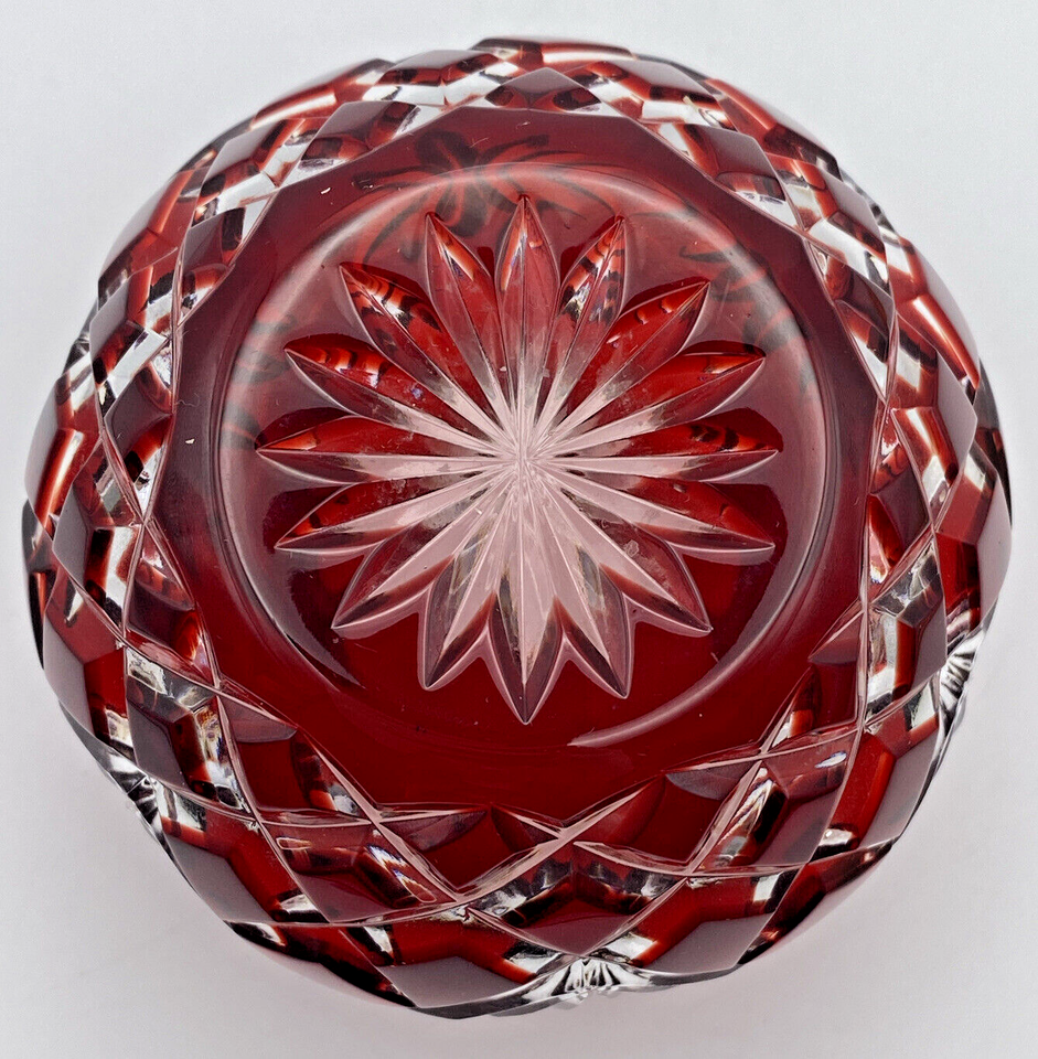 Ruby Carnble IMPERIAL FABERGE Ruby Cut To Clear CRYSTAL VOTIVE CANDLE HOLDER Signed ...