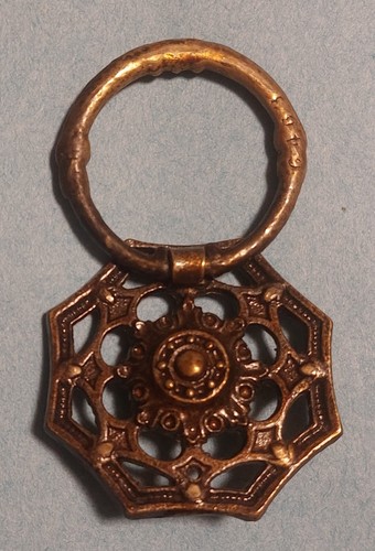 Antique Victorian Drawer Pull Keeler Brass G680/G483 Ring Pull Octagon Backplate - Picture 2 of 4
