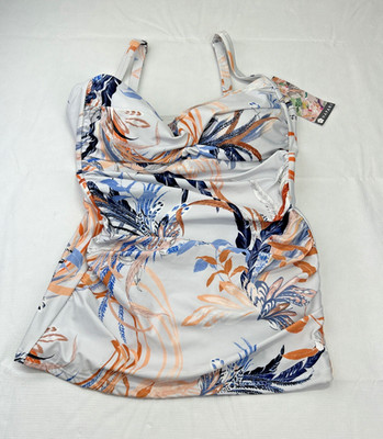 Hapari Plume Slimming Tankini Swimsuit Top Women's XL Multi Removable Pads NWT!