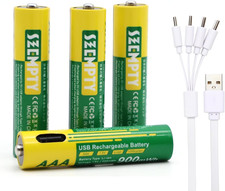 AAA USB Rechargeable Batteries-4 Pack, 900Mwh(600Mah) Triple a 1.5V Lithium USB- 35.99 per battery