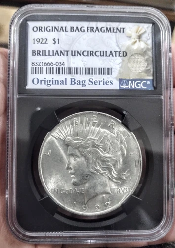 1925 $1 NGC PEACE DOLLAR ORIGINAL BAG FRAGMENT BRILLIANT UNCIRCULATED