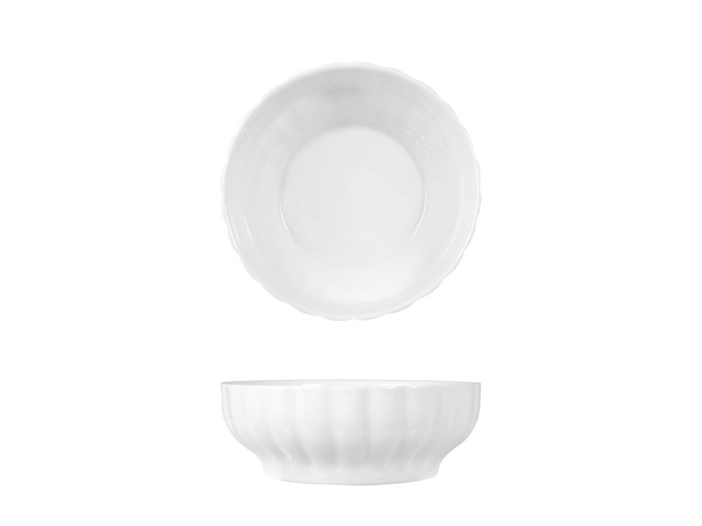 Porcelain Salad Bowl White Ribs 20 cm Saturnia
