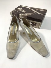 Nina High Heels Silver Glitter, Lucite Heel Size M8 Glitter Bridal Shoe