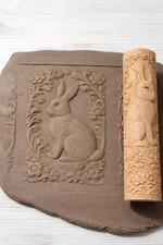 Bunny Clay Texture Roller Pottery Tool Polymer Clay Embossing Roller