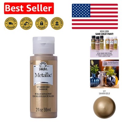 Water-Based 2 oz Sahara Gold Metallic Acrylic Paint for Interior/Exterior Use